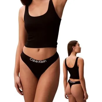 Dámské spodní prádlo Dámská tanga Calvin Klein QD5397 černá 3 kusy černá L
