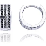 Olivie Zlaté náušnice kroužky z bílého zlata s černými zirkony