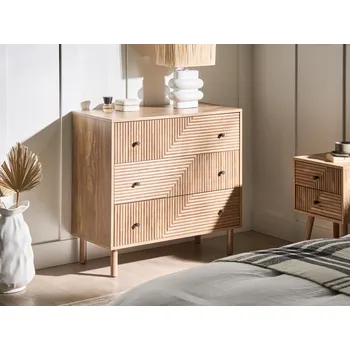 Komoda Komoda MDF tmavé dřevo se 3 zásuvkami nábytek do ložnice moderní design Beliani