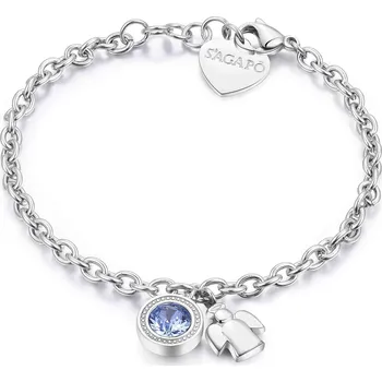 Náramek Ocelový náramek s krystalem a andílkem Lucky Light SKT13 S Agapo
