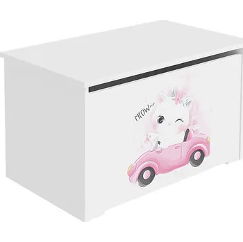 Dětská skříň Truhla na hračky Daria bílá s potiskem Kočka