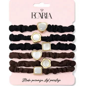 Flamenco Mystique Sada 6 čelenek na odznaku, černé a hnědé s perletí GUM187