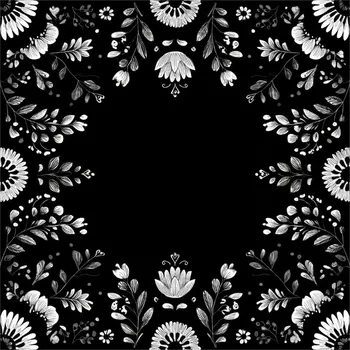 Panel na ušití šátku umělé hedvábí 73x73 black blossom