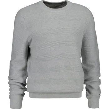 Pánský svetr SVETR GANT COTTON TEXTURE C-NECK LIGHT GREY MELANGE