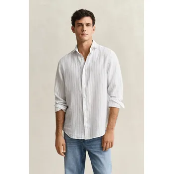 KOŠILE GANT REG LINEN STRIPE SHIRT WHITE