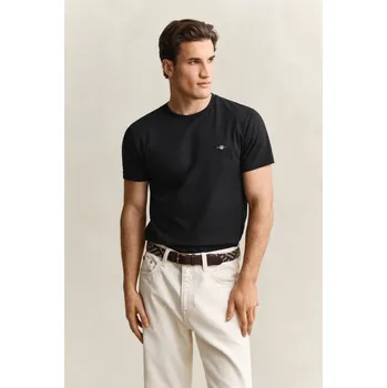 Pánské tričko TRIČKO GANT SLIM SHIELD SS T-SHIRT BLACK