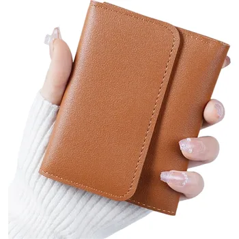 Peněženka Malá dámská peněženka 11,5 x 9 x 1,5 cm Zavírání na sponu Umělá kůže Více barev Kompaktní řešení pro každodenní nošení hnědá