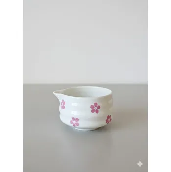 Miska na matchu - bílá s kytičkami