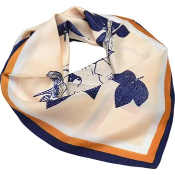 Šátek Šátek - béžový s modrým květinovým potiskem