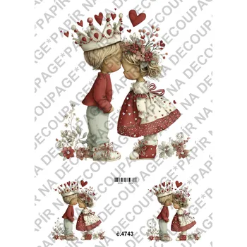 Umělecký papír Rýžový a soft papír na decoupage - Valentýnky - KB4743 Materiál: Soft, Rozměr: A4