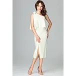 LENITIF Elegantní světle žluté šaty na jedno rameno Žlutá