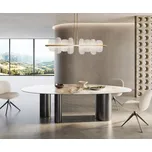 DELIFE Jídelní stůl Edge oválný 280x130 keramika Minas Melange bílá béžová Troa nerezová ocel grafit