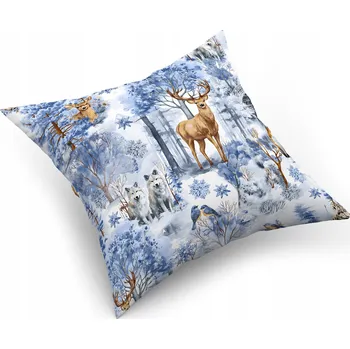 Polštář Povlak na polštář ZIMNÍ "jasiek" 40x40 cm, Winter Forest Blue (Zimní les, modrá)