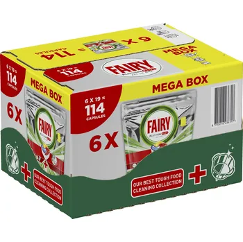 Přípravek do myčky Tablety do myčky Fairy All In One Platinum Plus citronové, 114 kusů
