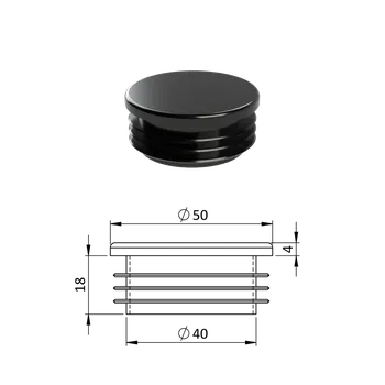 Příslušenství pro plot KOVIAN, s.r.o. Vnitřní krytka kulatá ø 50 mm, plastová, černá