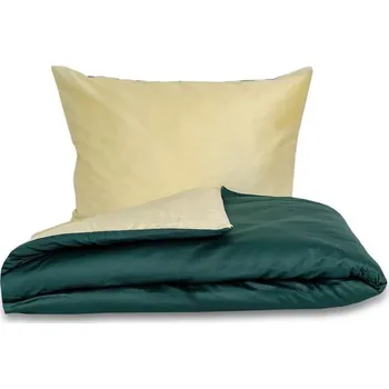 Povlečení Kvalitex Saténové povlečení LUXURY COLLECTION tmavě zelené/smetanové