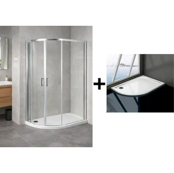 HOPA - Sprchový asymetrický kout IBIZA II + vanička VENETS - Barva rámu - Chrom/Leštěný hliník (ALU), Rozměr A - 120, Rozměr B - 80, Směr zavírání - Levé (SX), Výplň - Čiré bezpečnostní sklo - 5 mm OLBIBI210LBV+VANKASCTVR8012R