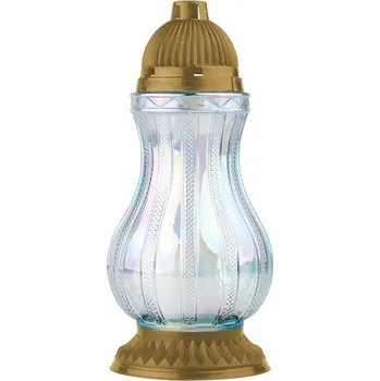 Smuteční dekorace Hřbitovní sklo 39 cm vklad 120g 48h. (zlaté víčko)