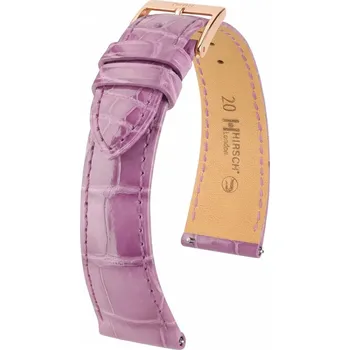 Řemínek na hodinky Kožený řemínek Hirsch London L 04307087-7, fialový, aligátoří kůže, délka L, Quick Release - 17 mm