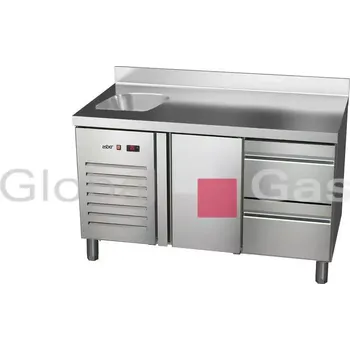 Stůl chladící ETP 7 135 12 HC S GI agregát vlevo + dřez | Asber 6176701LS