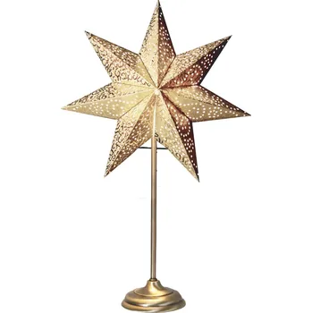 Lampička STAR TRADING Stojací hvězda Antique, kov/papír, zlatá - kabelu se zástrčkou 180 cm 1 x 25 W - Doprava zdarma