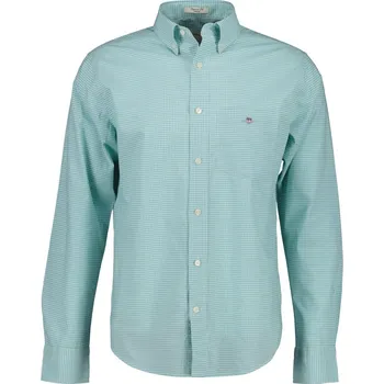 Pánské oblečení KOŠILE GANT REG CLASSIC POPLIN GINGHAM SHIRT MUTED TURQUOISE