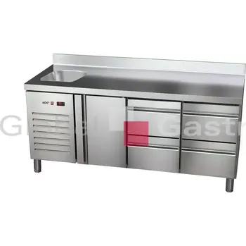 Stůl chladící ETP 7 180 14 HC S GI agregát vlevo + dřez | Asber 6176704LS