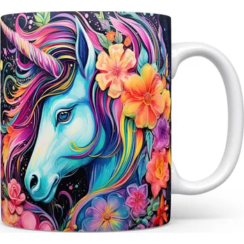 Hrnek s barevným jednorožcem – malířským vzhledem