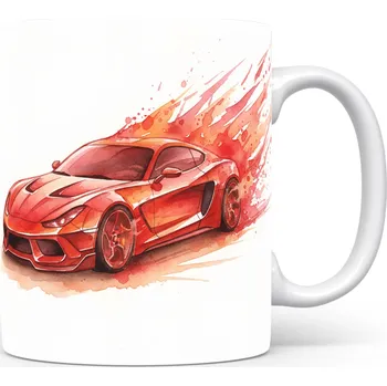 Hrnek s červeným superautem ve víru
