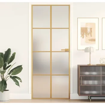 Interiérové dveře Interiérové dveře úzké zlaté 83x201,5 cm tvrzené sklo a hliník IM_155145