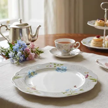 Talíř Porcelánový mělký obědový talíř LAURA ASHLEY HERITAGE COBBLESTONE šedý 24,5 cm