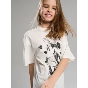 Dívčí oblečení Sinsay - Bavlněná košilka s potiskem Minnie Mouse - krémová - 736HB-01X - 736HB-01X-140