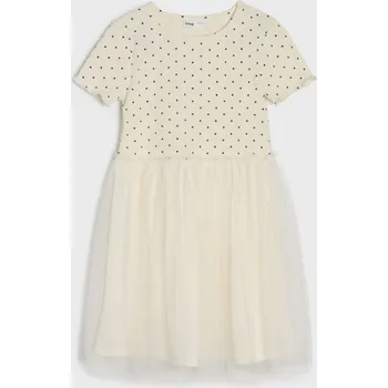 Dívčí šaty Sinsay - Bavlněné šaty s tylovou sukní - krémová - 438HS-01X - 438HS-01X-128