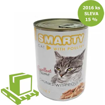 SMARTY Cat Drůbeží chunks, konzerva 410 g (paleta 2016 ks) PALETA 15 %