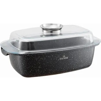 pekáč Pekáč s nepřilnavým mramorovým povrchem a skleněným víkem, objem 5,5 l