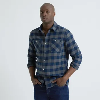 Dámská košile Flanelová kostkovaná košile nám.modrá/šedá 45/46