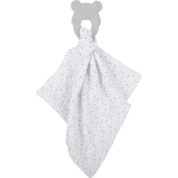 Hračka pro kojence Kousátko Nattou kousátko silikonové bez BPA s bavlněnou dečkou 28 x 28 cm grey
