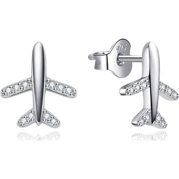 Náušnice MOISS stříbrné náušnice LETADLO