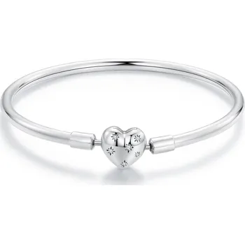 Náramek Elenys stříbrný pevný platinovaný náramek na přívěsky Velikost: 17 cm