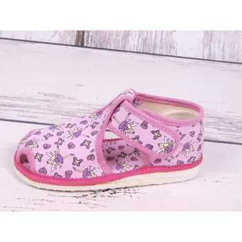 Dívčí obuv Bačkůrky papučky HP Čechtín 805 růžové s vílami suchý zip velikost: 18