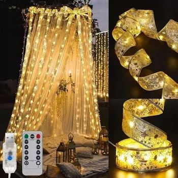 Vánoční dekorace Vánoční osvětlení na stromeček Světelný řetěz s 200 LED diodami, 20 m, zlatá barva