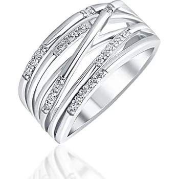 Souprava šperků JVD Dámský mohutný stříbrný prsten se zirkony ryz. 925/1000 SVLR0651XE9BI58