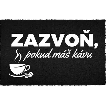 Rohožka Kokosová rohožka černá vstupní do domu Dárek Zazvoň s kávou 60x40