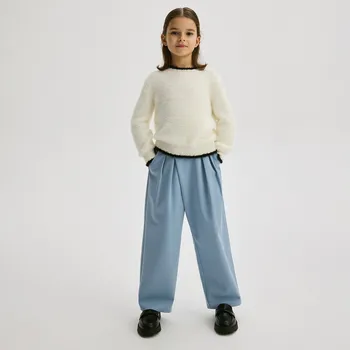 Dívčí kalhoty Reserved - Elegantní plisované kalhoty - ocelově modrá - 912BF-95X - 912BF-95X-140-2