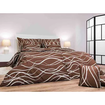 Povlečení Povlečení satén Vlny banánové na hnědém 140x200, 70x90 cm
