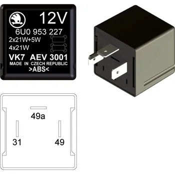 Relé Přerušovač blinkrů 12V AEV 3001 (AEV3001 Přerušovač směrových světel AEV 3001)