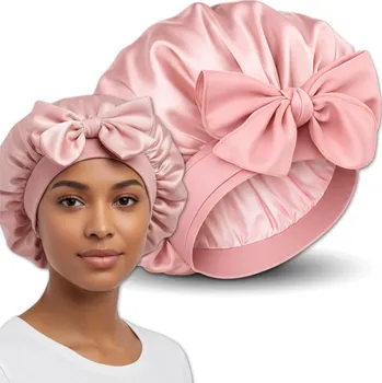 Dámské pyžamo Camerazar Saténová růžová čepice na spaní s ochrannými stuhami