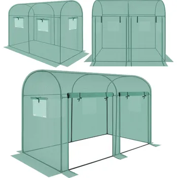 Skleník ZAHRADNÍ TUNELOVÝ SKLENÍK SE DVĚMA VCHODY PRO RAJČATA A OKURKY 200x100x180 CM ZELENÝ