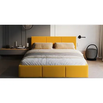 Postel Čalouněná postel FRESIA 140x200cm Žlutá Paris s úložným prostorem kovový rošt