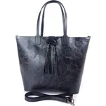 Kožená shopper bag kabelka Vera Pelle SB599R černá